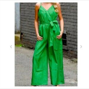 Flying Tomato Kelly Green Wrap Top Wide Leg Jumper L